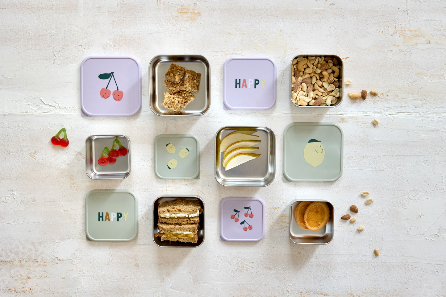 Lässig - Snackbox Kinder 3er Set Edelstahl Brotdose