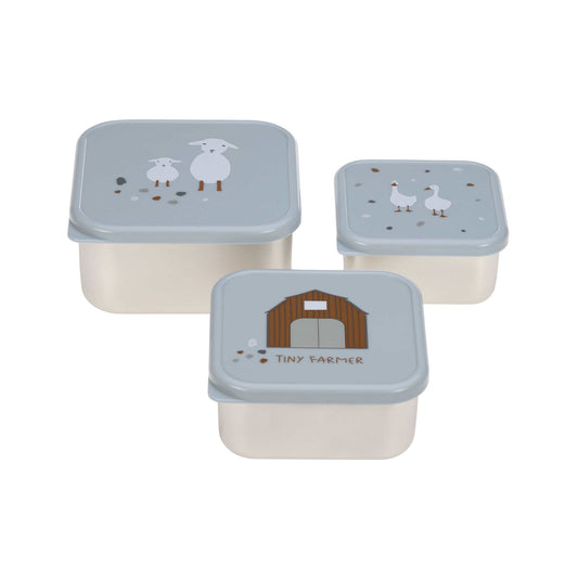 Lässig - Snackbox Kinder 3er Set Edelstahl Brotdose