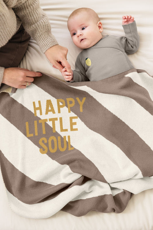 Lässig - Babydecke Gestreift Bio Baumwolle Taupe