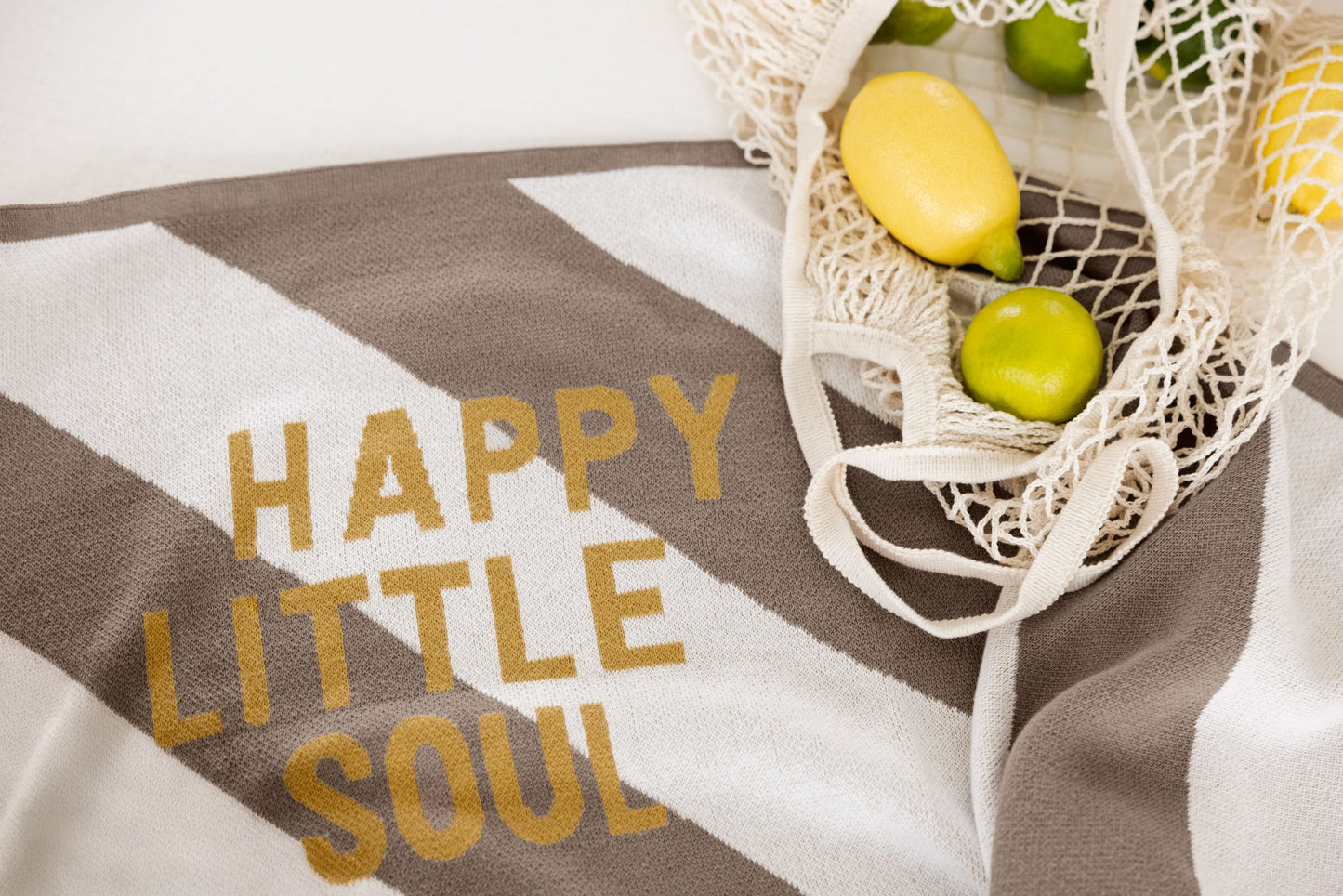 Lässig - Babydecke Gestreift Bio Baumwolle Taupe